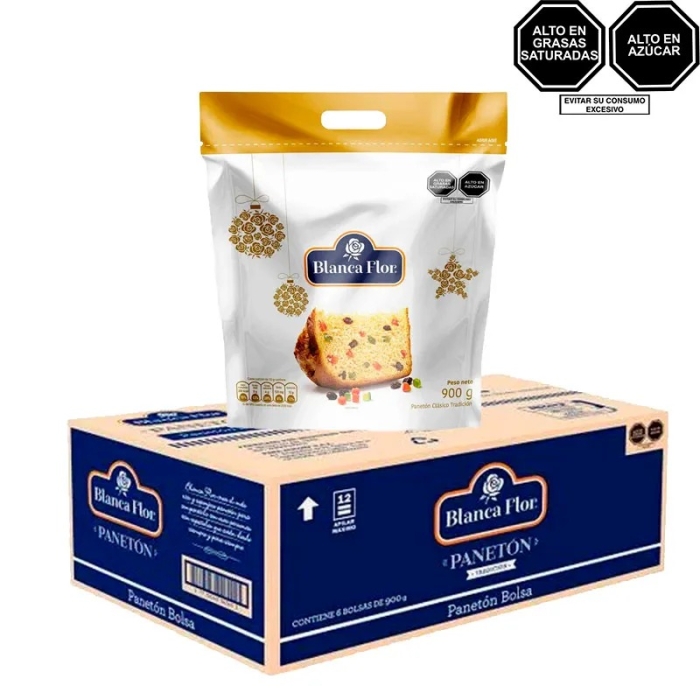 Panetón BLANCA FLOR Bolsa 900g Caja 6und