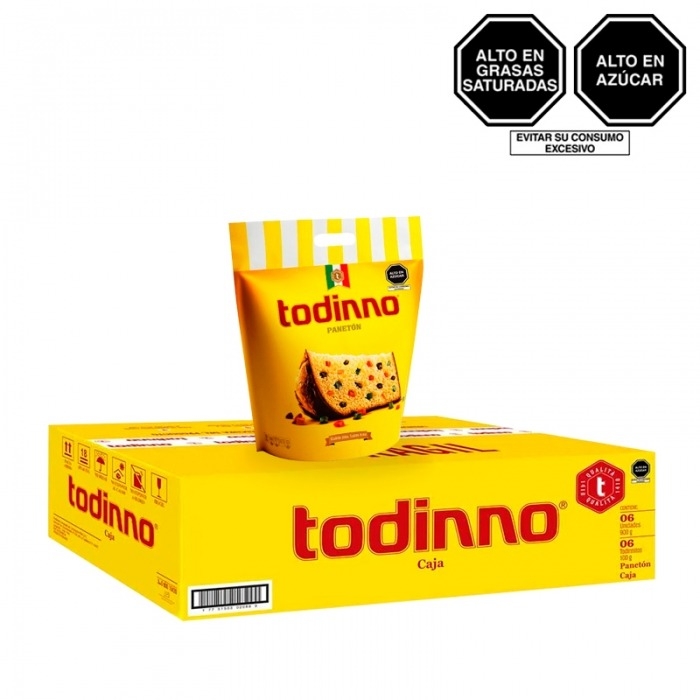 Caja de 6 panetones Todinno en Bolsa X 900gr + Todinnito bolsa 85gr