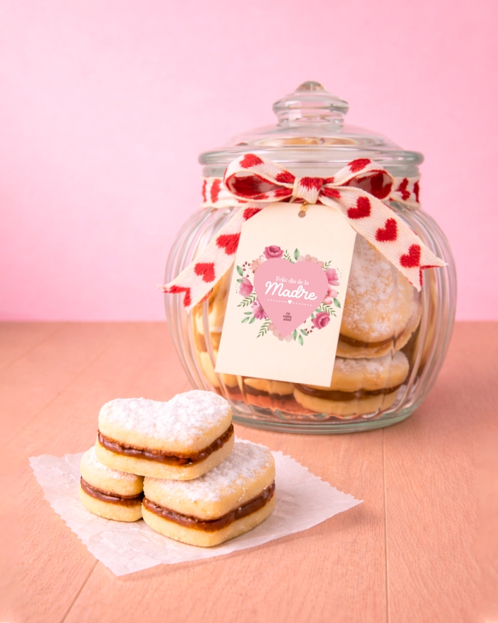 Frasco de alfajores corazón 