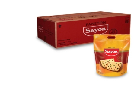 Caja de 6 panetones Sayon panetón en bolsa x 750gr