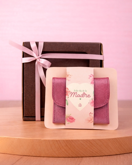 Monedero con broche en cuerina