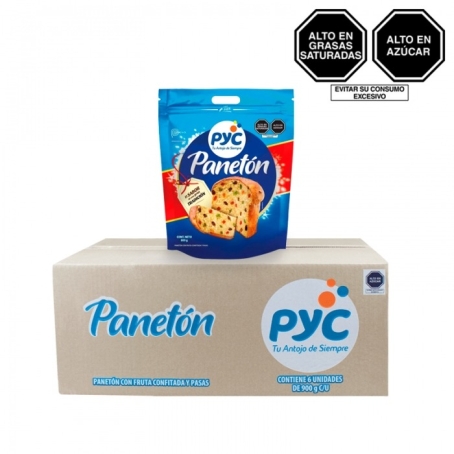 Caja de 6 panetones PYC en bolsa x 800gr