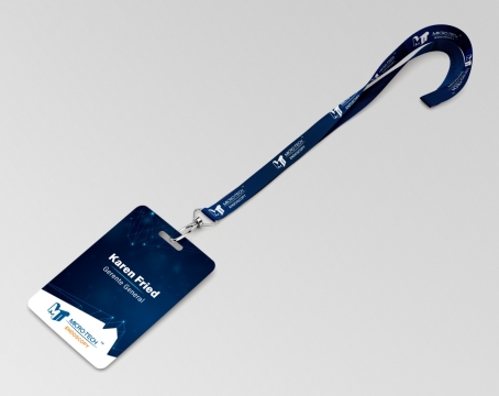 Credencial + Lanyard de 2 cm con gancho giratorio medidas 13x9cm