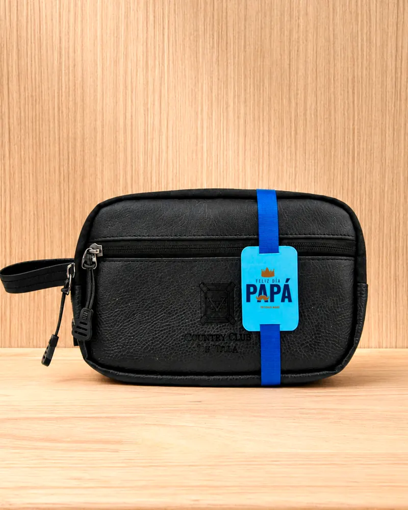 Neceser en cuerina Negro logo repujado